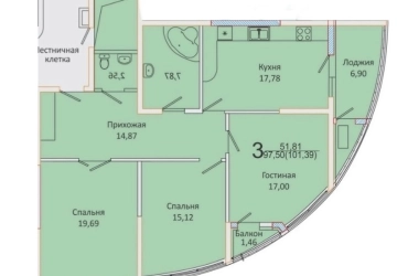 3-к. квартира, 104,6 м², 10/24 эт.